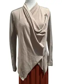 BLANK NYC ASYMMETRICAL JACKET FAUX LEATHER DRAPEY TAN-BEIGE MOTO S