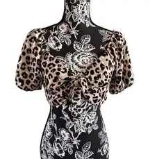 Iris Tie Front Leopard Print Crop Top Coastal Beach Travel Vacation Everyday