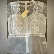 White Lace Blouse with Crochet Detailing