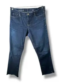 J. Crew Dark Wash Matchstick Mid-Rise Frayed Denim Jeans Size 32S Petite Short