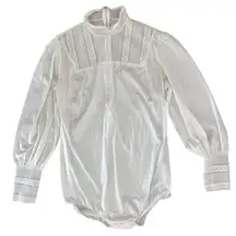 Vintage 80s Henson Kickernick Victorian Lace High Neck Bodysuit Size Medium