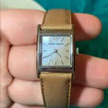 Armani Exchange EUC leather band watch