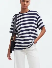 Madewell Oversized Linen Blend Crew Tee Shirt