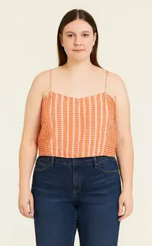 Anthropologie Women’s Checkered Smocked Crop Top Spaghetti Straps – Size XL
