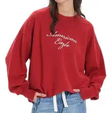 oversized fleece graphic crew neck sweatshirt