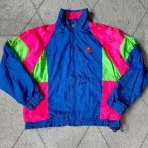 Givenchy Vintage 80s  Active Sport Neon Windbreaker Track Suit Sz Large