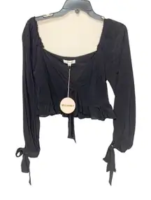 Wild Honey black crop tie long sleeve top size Small NWT