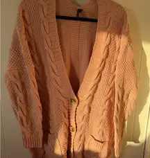 Agnes & Dora Peach Cable Knit Cardigan