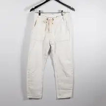 One Teaspoon Shabbies Drawstring Boyfriend Cotton Straight Leg Jeans White XXS