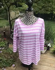 Talbots T by  Tunic Women’s XL Petite Stripe 3/4 Sleeve Striped Tie Back Purple