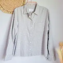 Current/Elliott, New, Gray Floral Boyfriend Button Front Shirt Top Size Large