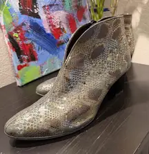 Ara Metallic Snake Print Ankle Boots