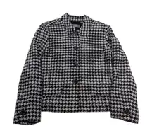 Womens Houndstooth Blazer Jacket - XL Black White Wool Blend RN 52002