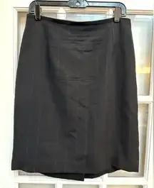 Vintage Ann Taylor Wool Classic Black Pin Stripe Pencil Skirt Size 12 Large L