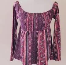 Pink Peony paisley blouse size medium