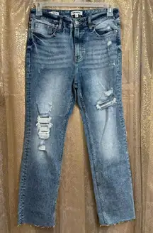 VIGOSS Stevie Crop Straight Leg Blue Acid Washed Jeans Size 29