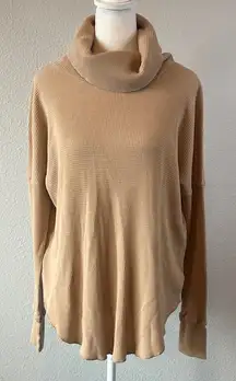 Aritzia Babaton Waffle Knit Turtleneck Tan Size Medium