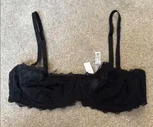 UO Out From Under Black Full Lace Unlined Balconette Bra Size 34 B