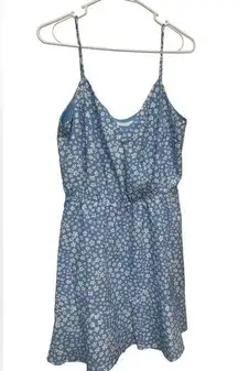 Lush blue and white daisy print spaghetti strap dress