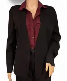 MM Lafleur Black Blazer Size Large Womens Open Front Cutout Design on Back EUC