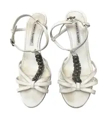 Manolo Blahnik White Leather Strappy Heels Sandals Size 361/2