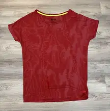 Dri-Fit 2 Tone Red Abstract Stripes Print Lightweight Sheer Short Sleeve XL