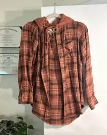 Maroon Flannel Hoodie