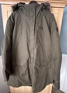 Columbia Jacket Womens Sz 3X Green Omni-Heat Long Coat Suttle Mountain Faux Fur