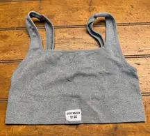 Steve Madden Women Sporty Seamless Ribbed Crop sports bra Gray Size L