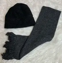 NY & CO Hat and VTG Made in USA scarf Black Gray Speckled