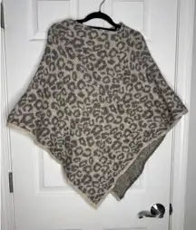 NARDI & TAGLIAFERRI Italian Made Leopard Print Wool/Mohair Blend Poncho Pullover