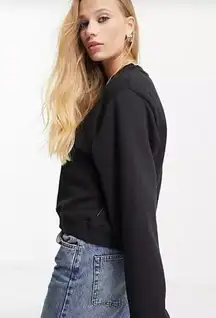 French Connection Women S Black Mockneck Crop Sweatshirt