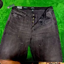 NWT  High Rise Straight Leg Button Down Black Wash Jeans Sz16