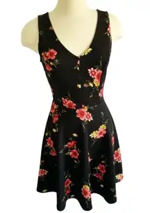 Soprano black floral skater dress size XS