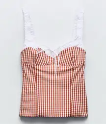 Zara Gingham Tank Top Red White Size Small