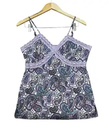 Vintage Xhiliration Womens Paisley Cami Tank Top Lace Sequin Y2K Fairy Large