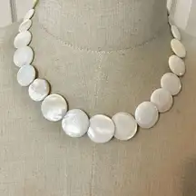 Vintage Mother of Pearl Overlapping Flat Bead Necklace