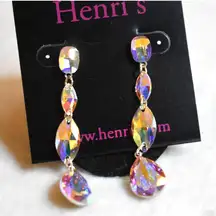 NIP Henri's Jim Ball Design Ballroom Swarovski Iridescent Crystal Post Earrings
