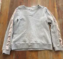 Women's Current Air Gray Sweatshirt with Pink Lace-Up Back, Size Small