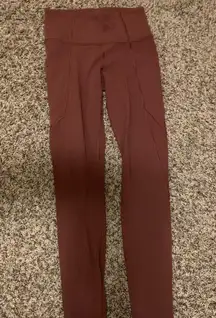 Athleta Salutation Stash Pocket Tight XS Xtra Small Spiced Cabernet Dark Pink