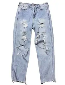 Hollister Women's Ultra High-Rise Mom Jeans Size 29 Distressed Light Wash