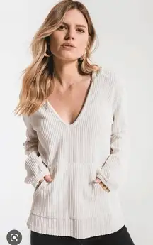 Z Supply The Wide Wale Corduroy Pullover  Hoodie Size Medium Off White