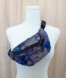 Tapestry Floral Womens Belt Bag Size OS Blue Brocade Boho Festival‎ Artsy