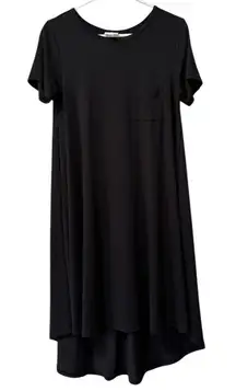 LuLaRoe Black Solid Hi-Lo T‎ Shirt Dress Size Small Polyester Beachy Flowing