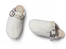 Rag & Bone Ansley Shearling Mule Slippers Buckle Clogs Off White Sz 37|7 Fit 6.5