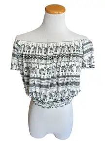 Womens H&M x Coachella Official Collection Elephant Crop Top Shirt Blouse - L