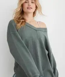 Aerie Wonder Textured V-Neck Sweatshirt