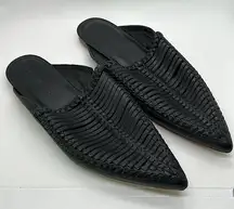 Ulla Johnson Black Leather Pointed Toe Mules Slides Shoes **Sz 40/US 10** 🌺🌺