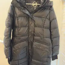 Michael Kors Shiny Black Puffer Jacket Coat Sz M