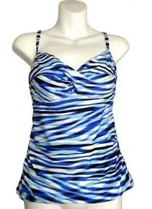 Croft & Barrow Striped Tankini Swimsuit Top Size 10 Blue